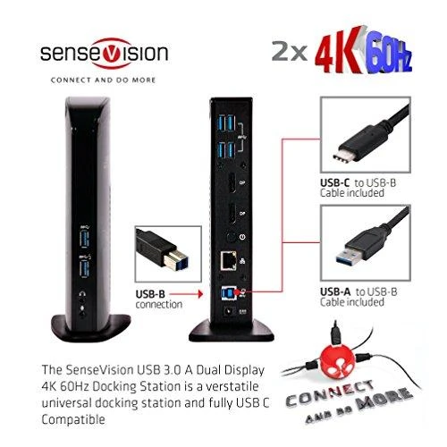 „Club 3D SenseVision“ dvigubo ekrano 4K USB 3.0 stotis / replikatorius (CSV-1460)