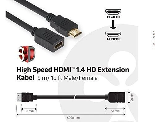 HDMI 1.4 prailginimo laidas, 5 m, vyriška-moteriška jungtis