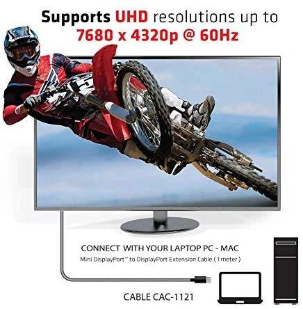 Club 3D Club3D Kabelis Mini DisplayPort 1.4 na DisplayPort 8K@60Hz DSC 1.2 HBR3 HDR dvikryptis (M-F)