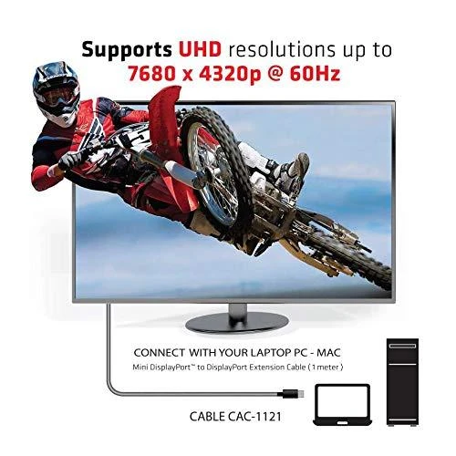Club 3D Club3D Kabelis Mini DisplayPort 1.4 na DisplayPort 8K@60Hz DSC 1.2 HBR3 HDR dvikryptis (M-F)