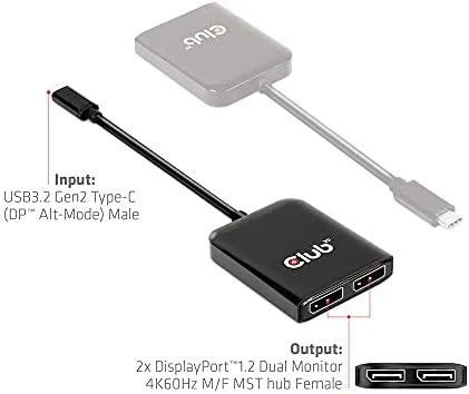 Club 3D CSV-1555 adapteris su techninėmis specifikacijomis