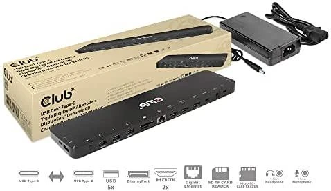 Club 3D USB Gen1 Type-C Triple Ekranas DP Alt Mode PD Docking Station 120W