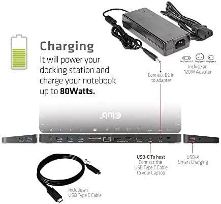 Club 3D USB Gen1 Type-C Triple Ekranas DP Alt Mode PD Docking Station 120W
