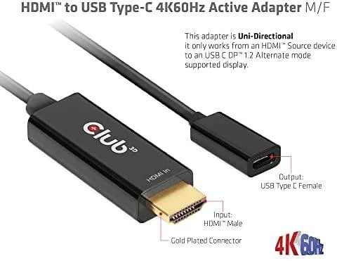 Club 3D HDMI į USB-C adapteris su technine diagrama