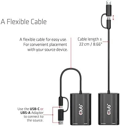 Club 3D CLUB3D USB Gen1 Type-C/-A iki dvigubo HDMI (4K/30Hz) / VGA (1080/60Hz)