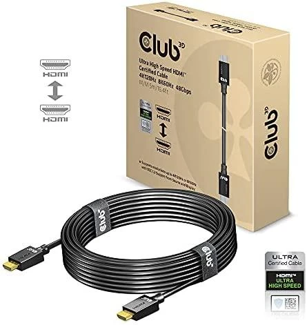 Club 3D CLUB3D itin didelės spartos HDMI™ sertifikuotas kabelis 4K120Hz 8K60Hz 48Gbps M/M 5m/16.4ft