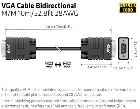 Kabelis Club 3D D-Sub (VGA) - D-Sub (VGA) 10m juoda (500716)