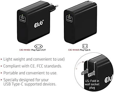 Club 3D Club3D kelioninis įkroviklis USB-C 140W GaN technologija, 1xUSB-C, PD 3.1 palaikymas