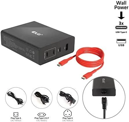 Club 3D 1x USB-A įkroviklis 3x USB-C (CAC-1906)