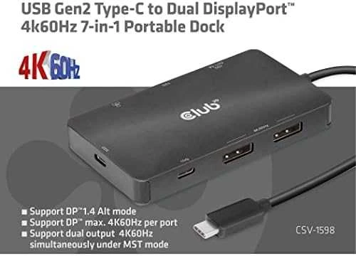 Club 3D USB-C daugiafunkcinis adapteris su 4K 60Hz žyma