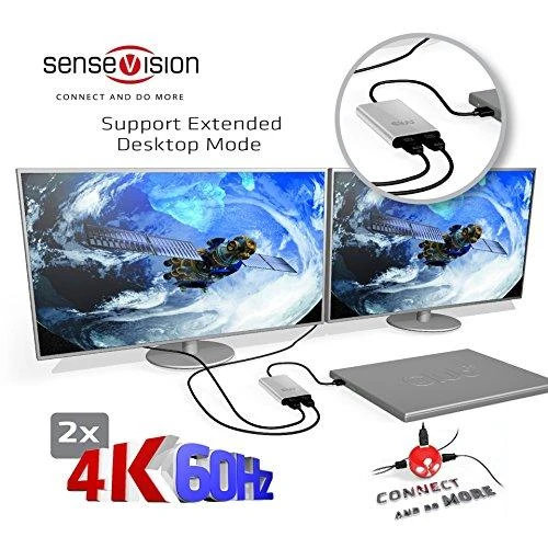 Club 3D Thunderbolt 3 į HDMI 2.0 2x monitorius 4K60Hz – 27mm