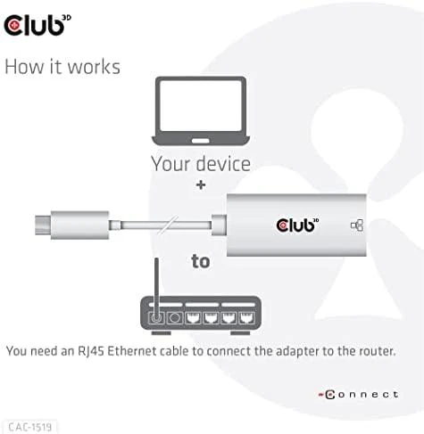 Club 3D USB-C tinklo adapteris – RJ-45 (CAC-1519)