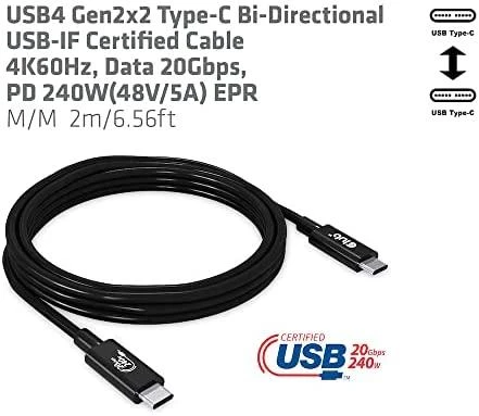 USB kabelis Club 3D USB-C - USB-C 2 m Juodas (CAC- 1575)