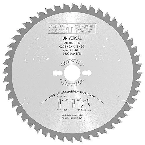 Diskas pjovimo HW 254x2.4x30 Z=48 a -5° Neg. b 15° ATB, CMT