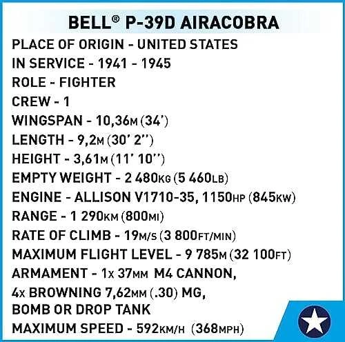COBI HC II WWII BELL P-39D Airacobra 361 kl 5746