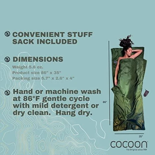 Cocoon TravelSheet Silk Sleeping Bag Liner, Sunset Geltona