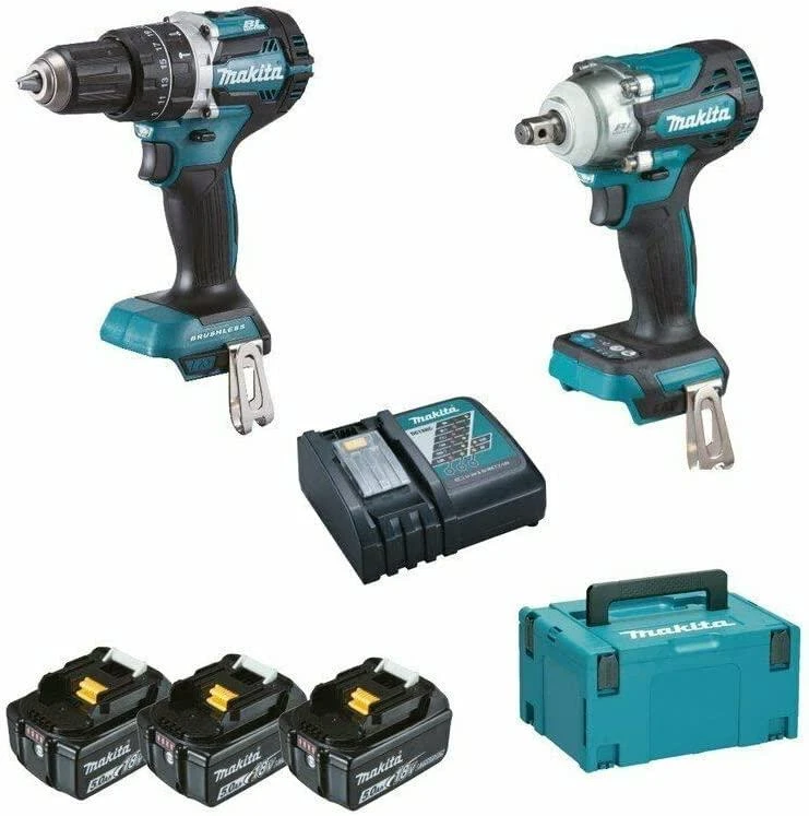 MAKITA KOMPLEKTAS COMBO 18V DLX2359TJ1 (DHP484, DTW300) 3×5,0Ah