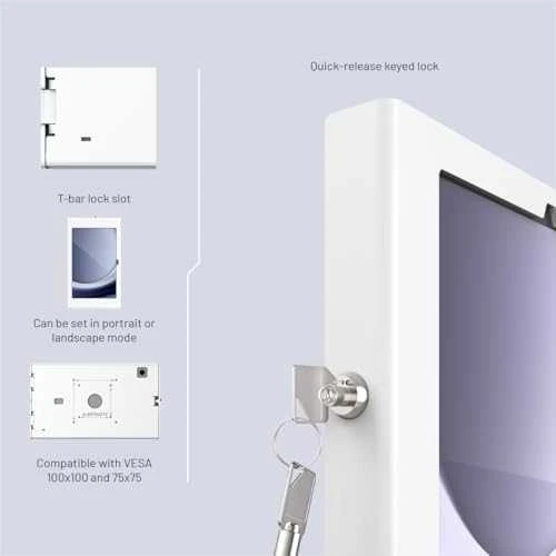 Laikiklis „Compulocks Galaxy Tab A9+ Apex Enclosure Wall Mount“ – dėklas – planšetiniam kompiuteriui – užrakinamas – metalinis rėmas – Baltas – ekrano dydis: 27,94 cm (11 colių) – sieninis laikiklis – skirtas „Samsung Galaxy Tab A9+“