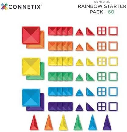 Magnetinis konstruktorius Connetix  Rainbow Starter Pack, 60 dalių