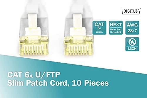 Digitus DIGITUS CAT 6A U/FTP Slim Patch kabelis 3m pilkas