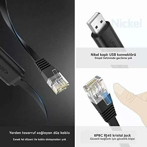 UGREEN CM204, RS232 konsolės kabelis tinklo įrenginiams 1.5m - Juodas