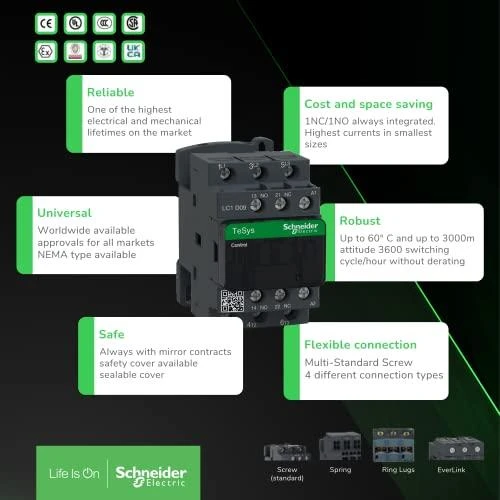 Schneider Electric Schneider maitinimo kontaktorius 3P 38A 230V AC 1NO 1NC - LC1D38P7
