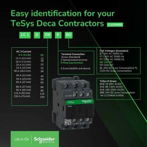 Schneider Electric „Schneider“ maitinimo kontaktorius 18A 3P 110V AC 1NO 1NC (LC1D18F7)