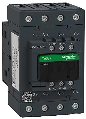 Schneider Electric „Schneider“ maitinimo kontaktorius 80A AC-1 4P 230V AC 1NO 1NC EVK (LC1DT80AP7)
