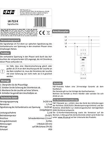 F&F Modulinė 3 fazių lempa 3x230V+N geltona raudona žalia LK-713K