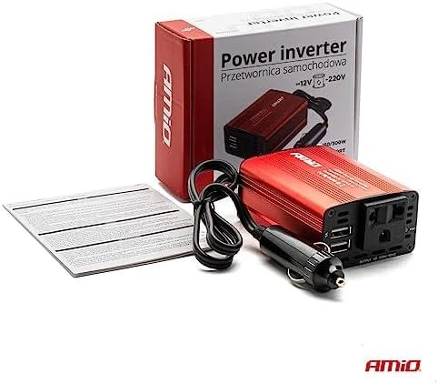 Amio Inverteris 12V-230V, 150/300W, 2 USB lizdai