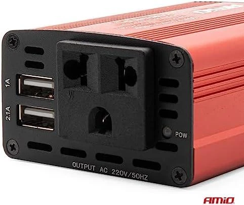 Amio Inverteris 12V-230V, 150/300W, 2 USB lizdai