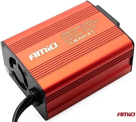 Amio Inverteris 12V-230V, 150/300W, 2 USB lizdai
