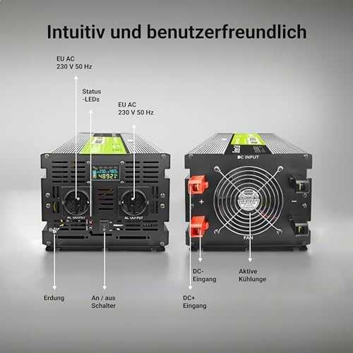 Green Cell Žalias Cell Automobilio maitinimo inverteris Žalias Cell® 12V–230V, 500W/1000W