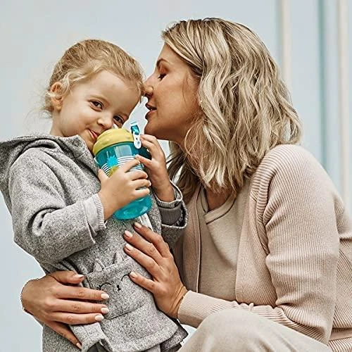 CANPOL BABIES gertuvė su dirželiu ir silikoniniu šiaudeliu So Cool!, 400ml, geltonas, 4/102_yel