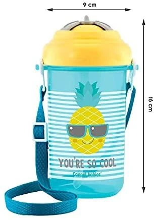 CANPOL BABIES gertuvė su dirželiu ir silikoniniu šiaudeliu So Cool!, 400ml, geltonas, 4/102_yel