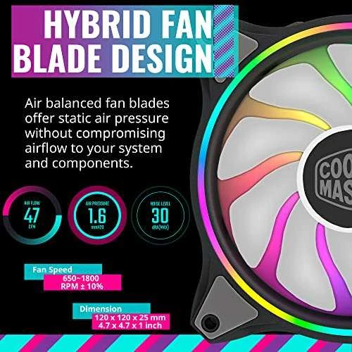 Cooler Master MasterFan MF120 Halo 3in1 Kompiuterio korpusui Ventiliatorius 12 cm Juoda, Pilka