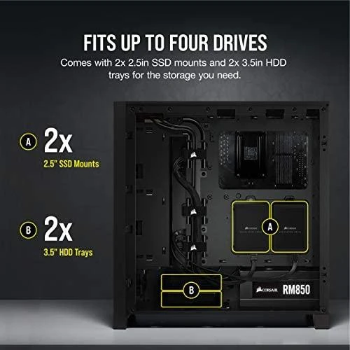 CORSAIR 4000D Airflow grūdinto stiklo vidurinio bokšto Juodas dėklas