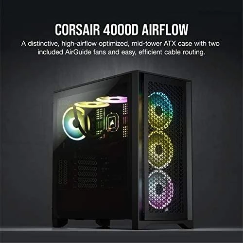 CORSAIR 4000D Airflow grūdinto stiklo vidurinio bokšto Juodas dėklas