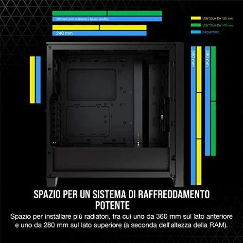 CORSAIR 4000D Airflow grūdinto stiklo vidurinio bokšto Juodas dėklas