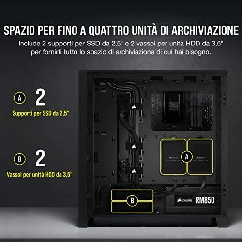 CORSAIR 4000D Airflow grūdinto stiklo vidurinio bokšto Juodas dėklas