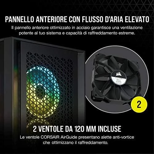 CORSAIR 4000D Airflow grūdinto stiklo vidurinio bokšto Juodas dėklas