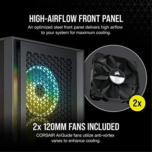 CORSAIR 4000D Airflow grūdinto stiklo vidurinio bokšto Juodas dėklas