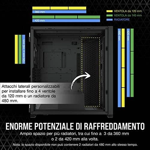 „Corsair“ | Grūdinto stiklo kompiuterio korpusas | 7000D AIRFLOW | Šoninis langas | Juodas | Pilno dydžio bokštas | ATX