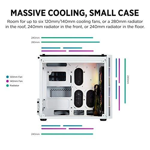 PC korpusas Corsair Crystal 280X RGB Micro-ATX, Baltas