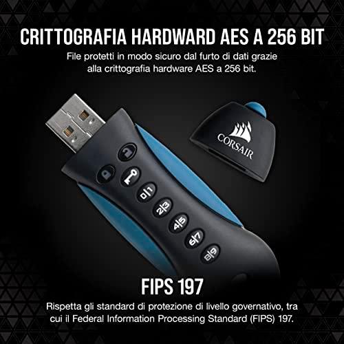 CORSAIR Flash Padlock 3 128GB Secure USB 3.0 Flash Drive su klaviatūra Saugus 256 bitų aparatinės įrangos AES šifravimas