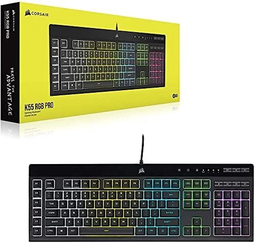 Žaidimų klaviatūra Corsair K55 RGB Pro su 5 zonų RGB pašvietimu, ENG išdėstymas
