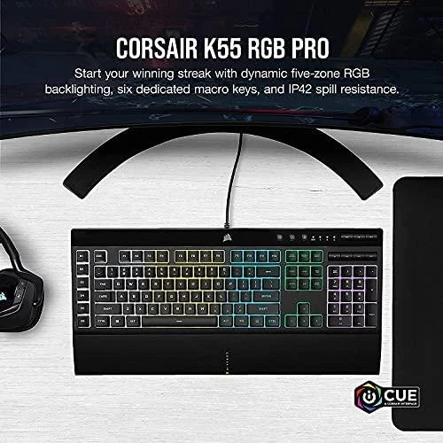 Žaidimų klaviatūra Corsair K55 RGB Pro su 5 zonų RGB pašvietimu, ENG išdėstymas