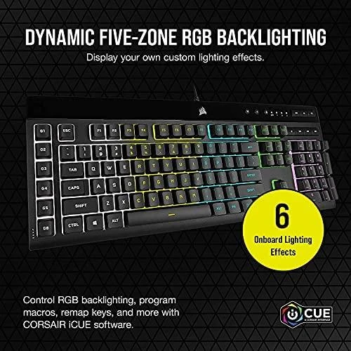 Žaidimų klaviatūra Corsair K55 RGB Pro su 5 zonų RGB pašvietimu, ENG išdėstymas