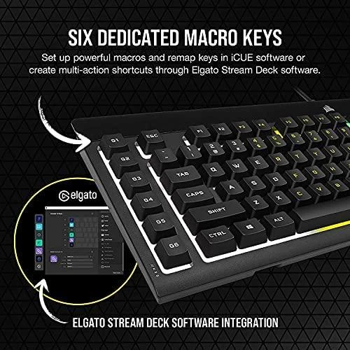 Žaidimų klaviatūra Corsair K55 RGB Pro su 5 zonų RGB pašvietimu, ENG išdėstymas