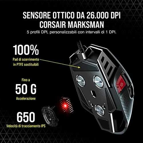 Corsair | Tunable FPS Pelė žaidimams | M65 RGB ULTRA | Pelė žaidimams | Optinė | su laidu | Juodas | Yes